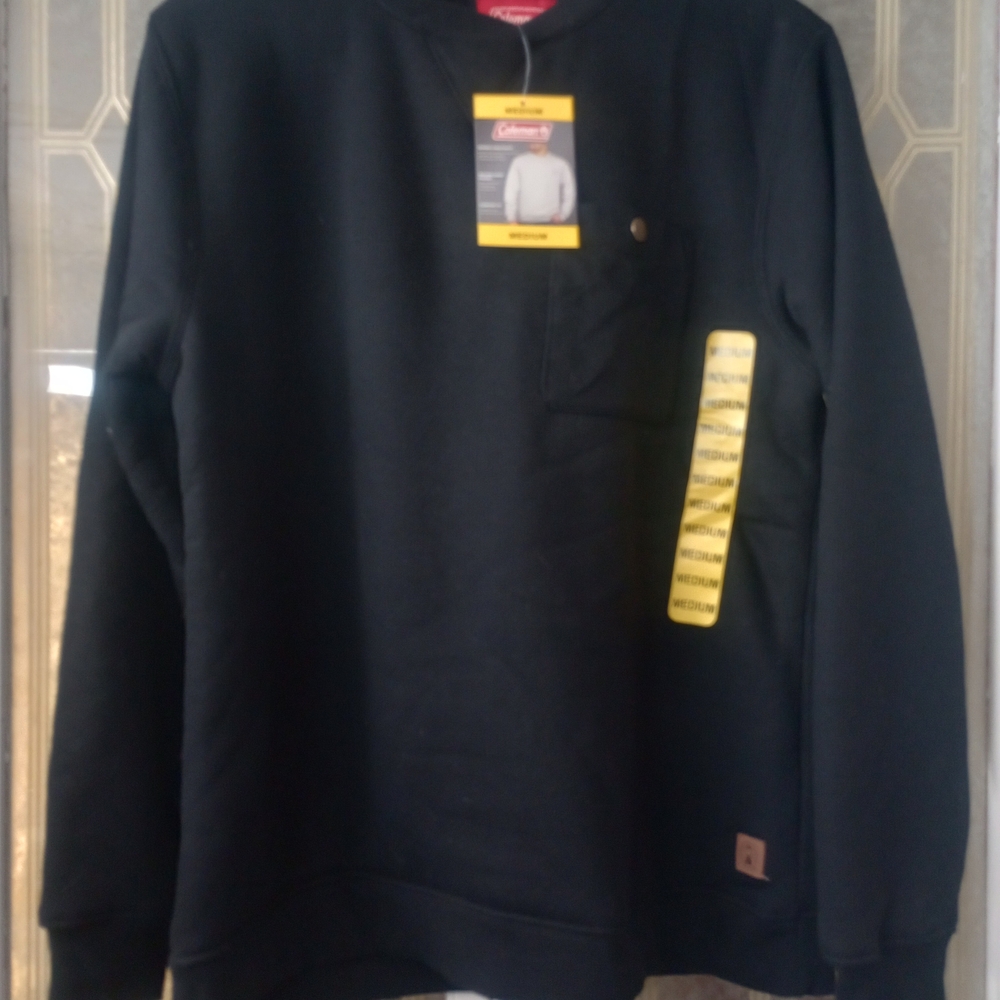Coleman Black Men's Sherpa Lined Crewneck Sweater With Pocket